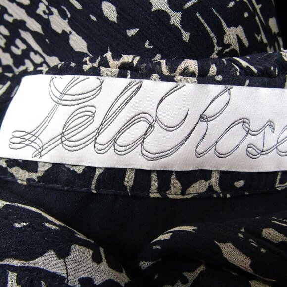 NEW LELA ROSE Women's Silk Ruffle Blouse Brown/Black Size 8 - Picture 11 of 12